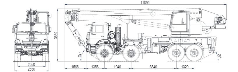 Схема автокрана Галичанин 32 тонны - СпецТехТула