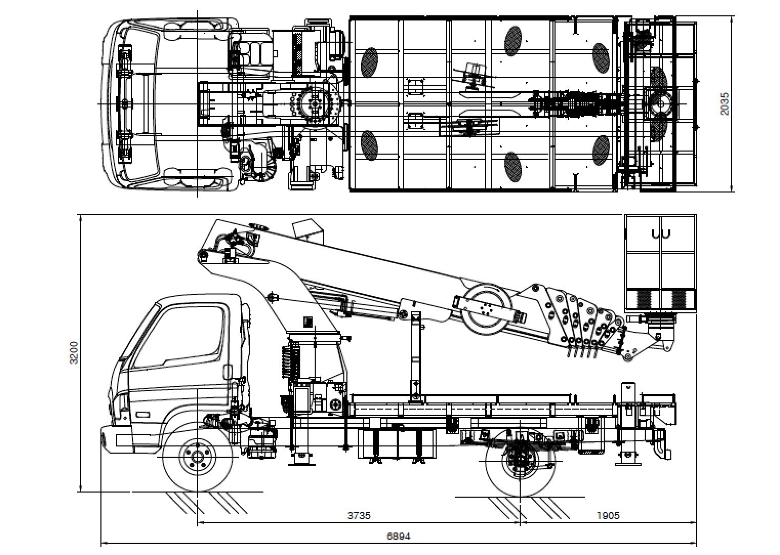 Схема автовышки 30 м, 300 кг на базе Hyundai - СпецТехТула